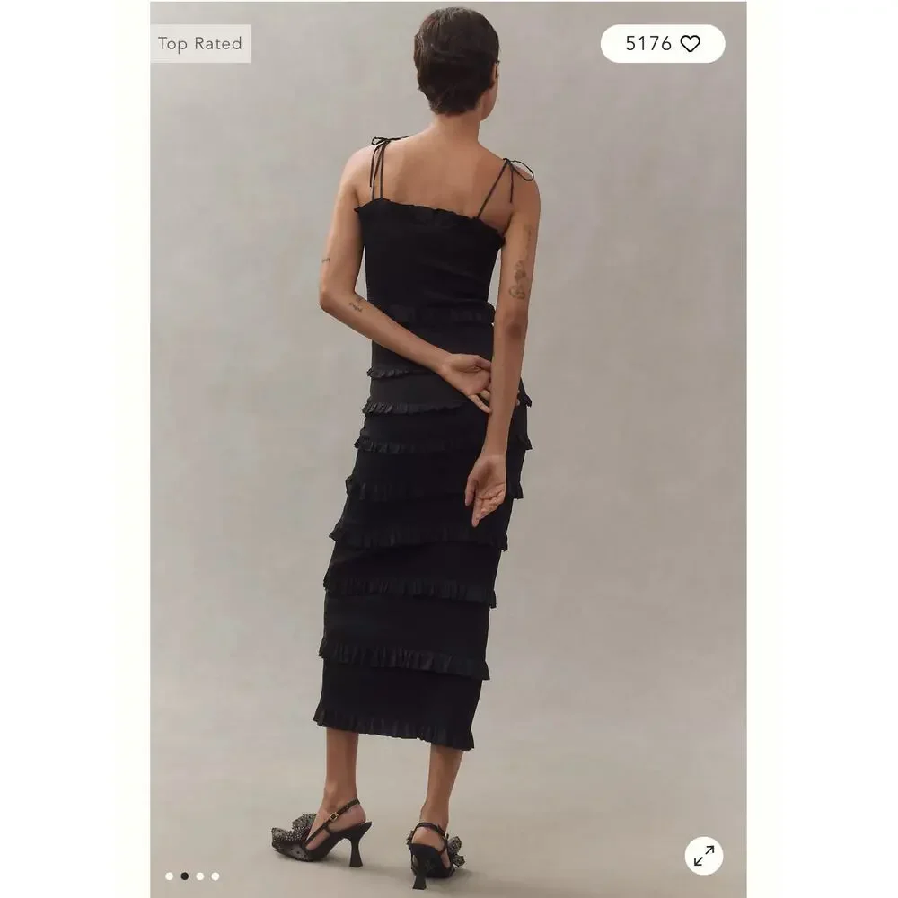 V. Chapman The Lily Midi-Length Dress Sleeveless in Black Size 10 NWT - Picture 6 of 15